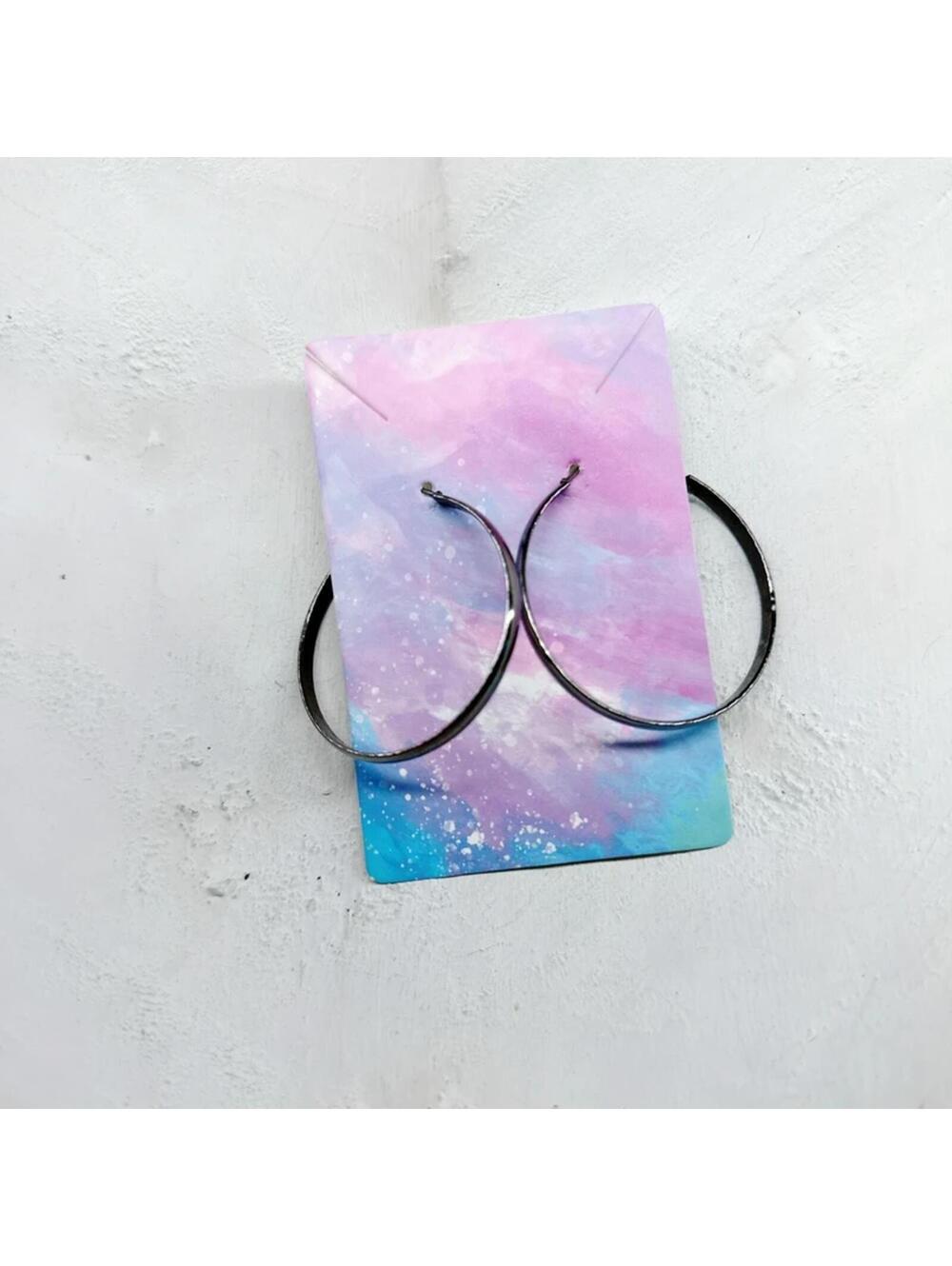 4744u. Gunmetal Hoop Earrings